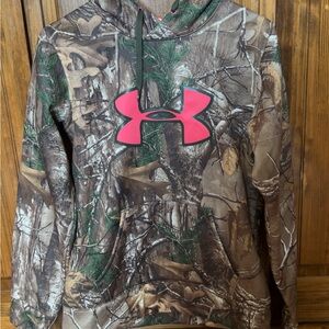 Under Armour Brown Camo Hoodie with Pink Logo